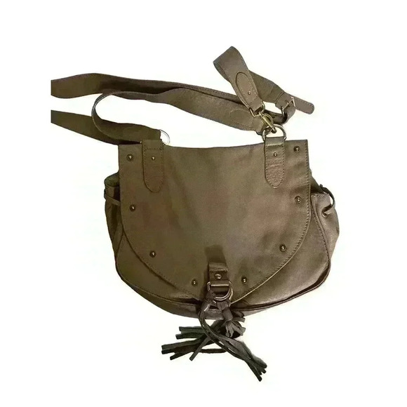 See By Chloe Women's Crossbody Bag Brown Tan Leather Snap Flap Tassel Studs - Picture 1 of 11